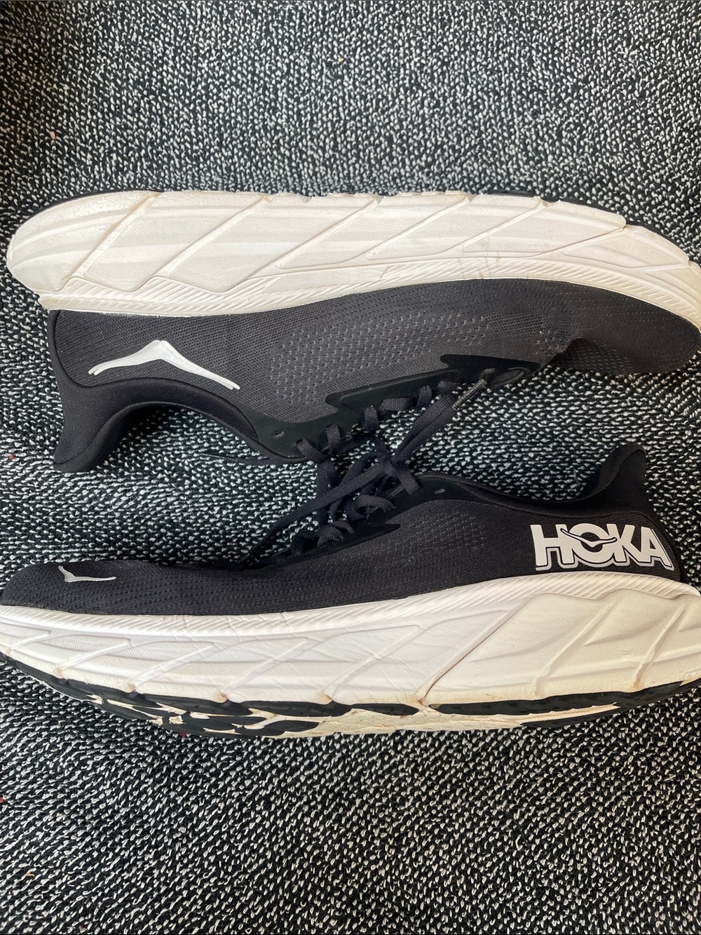 Hoka Men's Black and White Road Running Sneakers